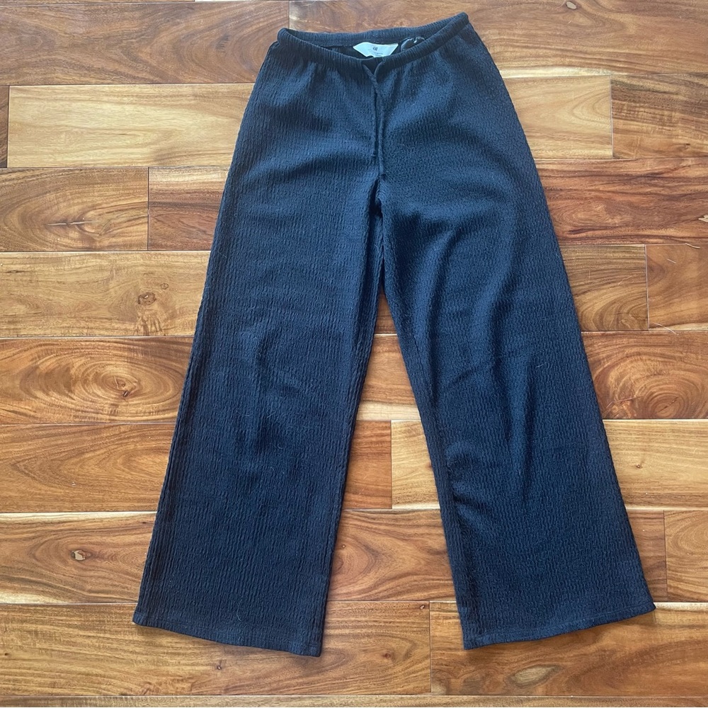 H&M Black Crinkled Draw-String Pants